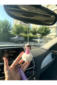 Resim OTOMOGARAJ Otomobil dikiz süsü ponponlu tavşan tokalı kız elbiseli kız dikiz süsü ve oto anahtarlık set 