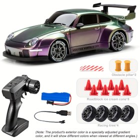 Resim 1:24 Uzaktan Kumandalı Drift Arabası, 2.4Ghz 4WD Uzaktan Kumandalı Oyuncak Işıklar, Lastikler ve Engel Araçları ile Erkekler ve Kızlar için Mükemmel Doğum Günü, Cadılar Bayramı, Yılbaşı Hediyeleri 
