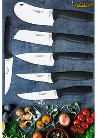 Resim Eco Serisi Mutfak Bıçak Seti Et Ekmek Sebze Pizza Salata Börek Şef Bıçağı 6 Lı Set Hds-07 Siyah 