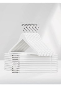 Resim Beyaz Ahşap Elbise Pantolon Askısı 10 Adet Beyaz 