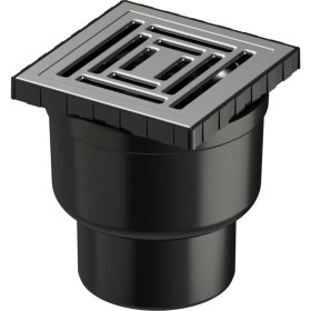 Resim V-Flow Kare 5608282 Duş Kanalı, Alttan Çıkışlı, 10X10 Cm, Dk 800 Kapak, Mat Krom 