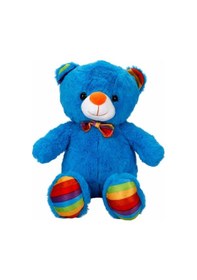 Resim Oturan Kurdeleli Renkli Peluş Ayı 30 Cm Yeşil 