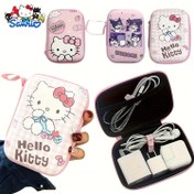 Resim Hello Kitty Fermuarlı Çanta, Veri Kabloları ve Taşınabilir Elektronik Aksesuarlar için Boyun Askılı EVA Saklama Kılıfı, Seyahatlerde Elektronik Cihazları, Kabloları ve Şarj Cihazlarını Düzenlemek İçin İdeal 