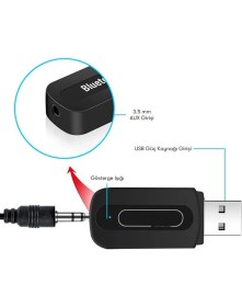 Resim Roketcim M22 Bluetooth 5.0 USB Aux Dönüştürücü 