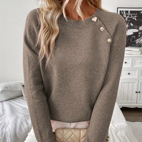 Resim Kadın Kazak - Uzun Kollu Kazak Düğme Ön Plaket, Yumuşak Kazak Kazak Sonbahar/Kış, Günlük ve Resmi Kıyafetler - Kadın Kazak Kazak, Kazak, Sezonal Moda, Klasik Tasarım, Kaliteli Dikiş, Düğme Üst, Ofis Giyim, Kış Gardırop, Sonbahar Modası, Zaman Keşfi, Rahat Malzeme, Şık Kadın 