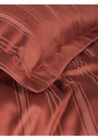 Resim Cotton Box Smart Bambu Saten Çift Kişilik Nevresim Takımı Stripe Kiremit 