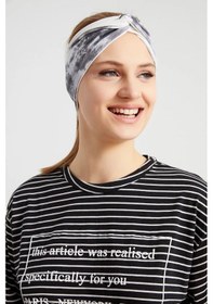 Resim Batik Butik Tasarım Kadın Bandana Saç Bandı, Ekstra Yumuşak, Esnek, Doğal, Pamuklu Penye - Tek Ebat / Batik Beyaz Batik Beyaz 