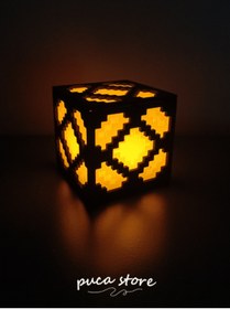 Resim Genel Markalar Minecraft Temalı Redstone Lambası - Led mum hediyeli masa ve gece lambası 8x8x8 cm 