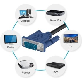 Resim Hubstein 3 Metre VGA Kablo - Bilgisayar Pc Monitör Projeksiyon Uyumlu 15 Pin E/e 
