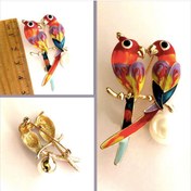 Resim Omeniv Vintage Stil Mine Kaplı Papağan Tropik Tema Broş İğne 37915870 