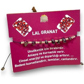 Resim Sasta Kırık Doğal Taş Bileklik Lal Granat 