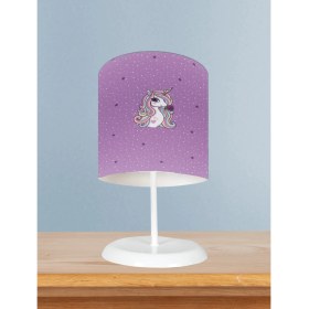 Resim Mekta Home Bebek ve Çocuk Odası Mor Unicorn Desenli Abajur 