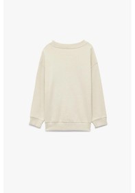 Resim Koton Erkek Bebek Pamuklu Uzun Kollu Bisiklet Yaka Kaplan Baskılı Sweatshirt Ekru 