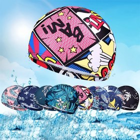 Resim Kaliteli Renkli Baskılı Yüzme Kapağı Üstün Polyester Kumaş Malzemesi Banyo Kapağı Yüzme Şapkaları Su Sporları Kulak Koruma Kaymaz Yüzme Şapkası Yüzme Havuzu Plaj Yaz İçin Erkek Kadın - Beyaz 