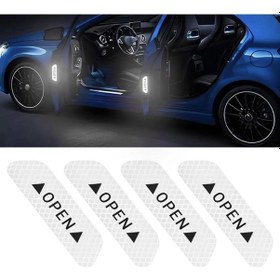 Resim Araç Kapı Reflektör Gece Reflektörlü Uyarı Çıkartma Beyaz 