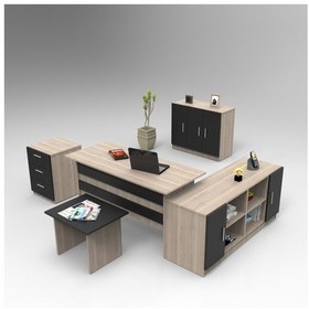 Resim L'occi Concept Diego ABCEF Ofis Büro Masa Takımı Meşe-Siyah 
