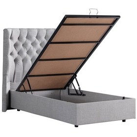 Resim Setaymobilya Baza, Matilda Tek Kişilik Baza + Başlık + Comfort Yatak, Açık Gri 