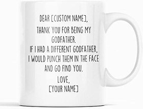 Resim Godfather Gifts Personalized Custom Name Mug Gifts for Godfather Funny Godfather Gift Idea Fathers Day Birthday Christmas Best Godfather 