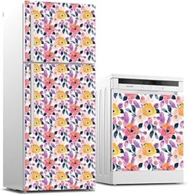 Resim Qedii Buzdolabı Ve Bulaşık Makinası Beyaz Eşya Sticker Kaplama Çiçekler Boyama 