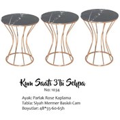 Resim Zigon Kumsaat Brc Model Siyah Mermer Desen Metal Çelik ROSE Renk Kaplama El Yapım 