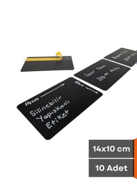 Resim 10 Adet Silinebilir Karatahta Siyah Etiket 14 x 10 CM Yapışkanlı Raf 