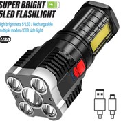 Resim 5 LED Süper Parlak El Feneri, COB Yan Işık ve 4 Aydınlatma Modu ile Şarj Edilebilir Kamp Işığı, Kamp, Yürüyüş, Açık Hava Aktiviteleri için Yüksek Güçlü LED El Feneri, vb. 