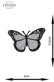 Resim REMSATİC Ütü Ile Yapışan Arma - Patch - Kelebek Modeli Gri (6cm X 5,5cm) 2 Adet 