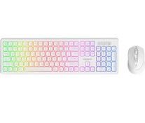 Resim Everest KM-319BT Q Türkçe RGB Kablosuz Oyuncu Klavye Mouse Seti Beyaz 
