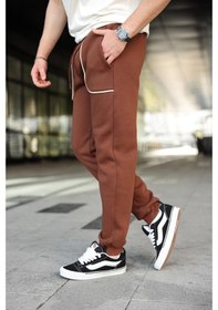 Resim Acı Kahverengi Şerit Detaylı Jogger Eşofman Altı E6581 Acı Kahverengi 