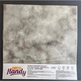Resim BRC Desing Decohandy Pvc Duvar Karosu 30X30CM 4'lü Paket - Mermer Desenli Siyah 0,36M2 