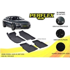 Resim Perflex 3D Havuzlu Paspas Siyah Audi A5 2007 2016 3D 5 Pcs 504642843 