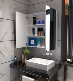 Resim Dzdizayn Mdf Lavobo Üstü Aynalı Banyo Dolabı Çok Amaçlı 60x60 Mdf 