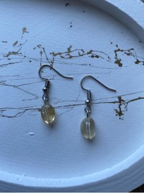 Resim PelvedDesign Oval Sitrin Doğal Taş Gümüş Sallantı Küpe 