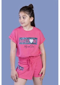 Resim Toontoy Kids Toontoy Kız Çocuk Awesome Baskılı Şortlu Takım Fuşya 