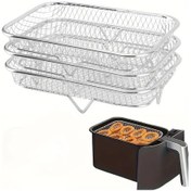 Resim Dashanshop Rectangle 3 Katmanlı Paslanmaz Çelik Hava Fritöz Aksesuar Seti Fırın Yıkanabilir Sağlıklı Pişirme 