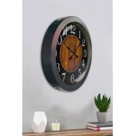 Resim Bahat Salon Ofis Duvar Saati Gri Metal Çerçeve 36 cm 