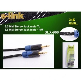 Resim S-link SLX-960 1.5m Gold Kılıflı Stereo Ses Kablosu 