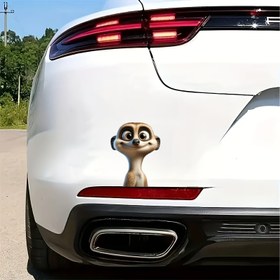 Resim Karikatür Meerkat Araba Dekoru, Sevimli Hayvan Temalı Sticker, Kendinden Yapışkan Vinil, Düzensiz Şekil, Parlak Son, Arka Cam, Tampon, Ahşap, Plastik, Cam, Metal, Seramik Dekorasyon için Mükemmel Hediye 