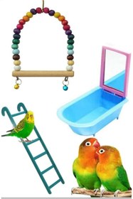 Resim Hype Store Petistera Muhabbet Kuşu Oyuncak Seti (Salıncak-Aynalı Küvet-Merdiven) 