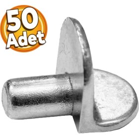 Resim Badem10 Raf Pimi Düz Nikel Cam Ahşap Metal Raf Tutucu Çivisi Mobilya Dolap Pimi Metal (50 Adet) 