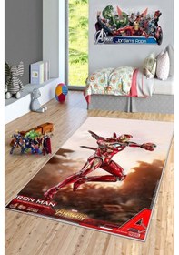 Resim West Home Makinede Yıkanabilir Kaymaz Taban Leke Tutmaz Süper Kahraman Desenli Çocuk Halısı Wh 520 Red 