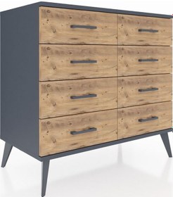 Resim Hyperion Şifonyer 8 Çekmeceli 88x44x80 Antrasit-antrasit/çam Antrasit/çam 