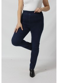 Resim Moda Berray R001 Beli Lastikli Esnek Büyük Beden Mevsimlik Mavi Kot Pantolon Denim - Lacivert 