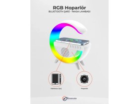 Resim Aggiy Çok Fonksiyonlu Kablosuz Hızlı Şarj Özellikli Bluetooth Hoparlör Masa Lambası/rgb Ses Bombası 