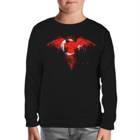 Resim Kartal Ay Yıldız Siyah Çocuk Sweatshirt 