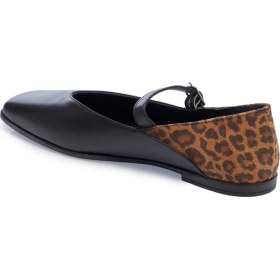 Resim Tergan Siyah Hakiki Deri Leopar Kadın Babet - K25I1BB67848-A23 