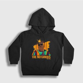 Resim Presmono Unisex Çocuk King The Notorious Bıg Kapüşonlu Sweatshirt Siyah 