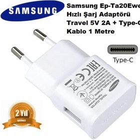 Resim Orijinal Samsung Galaxy Ep-Ta20Ewe Şarj Cihazı Şok + Type C Kablo 