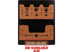 Resim Apartman Ortak Fatura & Posta Kutusu Ahşap - Siyah Ceviz 