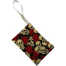 Resim Unisex Kurukafalar Portföy Clutch Çanta 